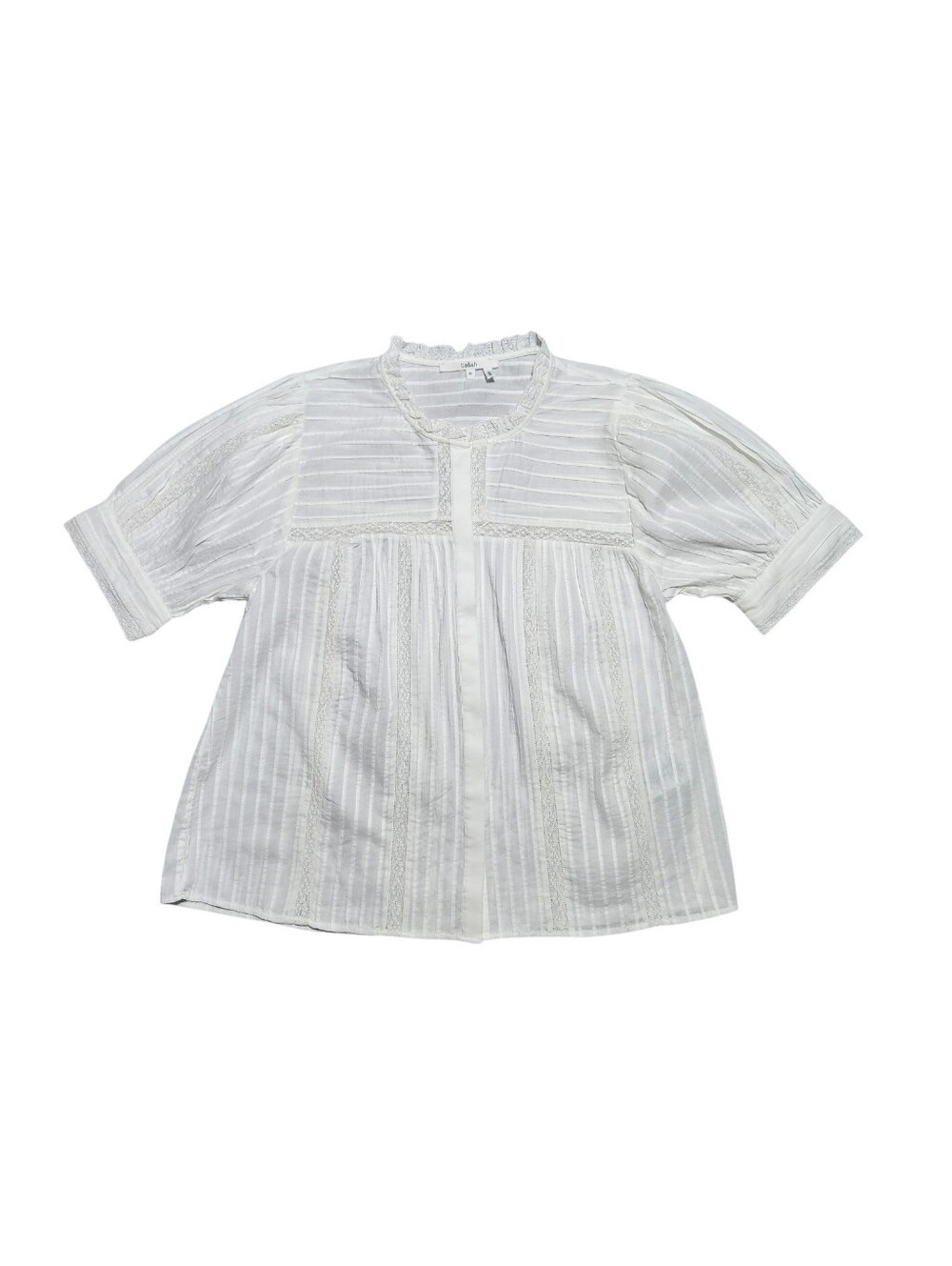 Ba&Sh Poeme Top Women Size XS Blanc White Cotton Short Sleeve Button Up Shirt